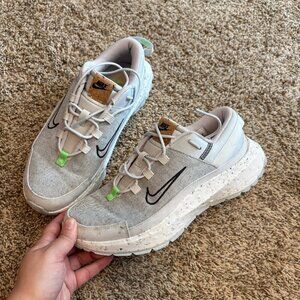 Nike Crater Remixa Sneakers Womens Gray Green Lace up Running Low Top